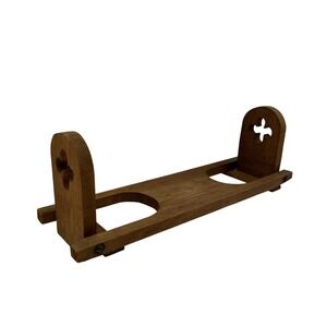 Vintage Handmade Arts and Crafts Wooden Bookshelf Quatrefoils Cutout Motif Fold